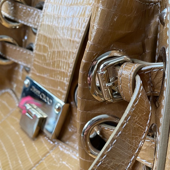 JIMMY CHOO TAN LIZARD PRINT LEATHER HANDBAG - Picture 5 of 10